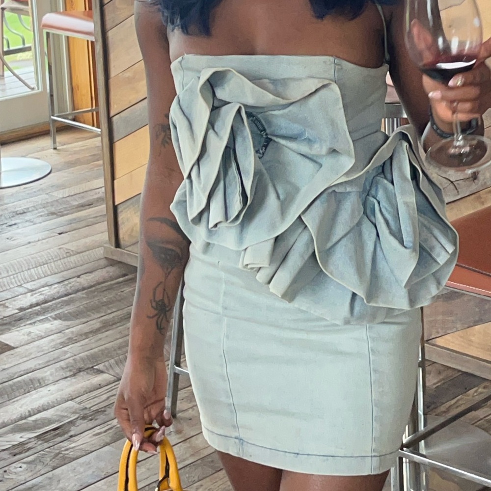Denim washed bodycon dress